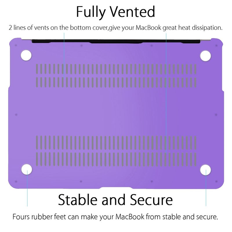 UESWILL Smooth Matte Hard Shell Case Cover Compatible with 2010-2017 Release MacBook Air 13 inch (Model A1466 / A1369) + Microfibre Cleaning Cloth, Purple - Image 5